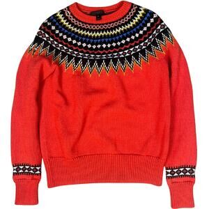 J. Crew Fair Isle Wool Sweater Women’s Small Burnt Orange Nordic Crewneck